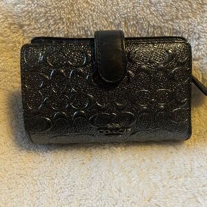 Coach Shimmering Black Embossed Wallet
